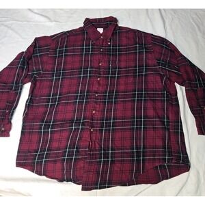 Brooks Brothers 346 Flannel Shirt Sz XXL Red Black Plaid Long Sleeve 100% Cotton